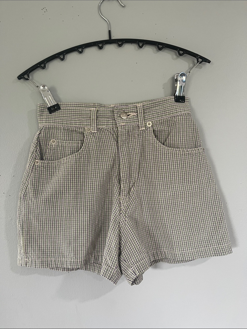 Northern Getaway Neutral Plaid High-Rise Shorts 7